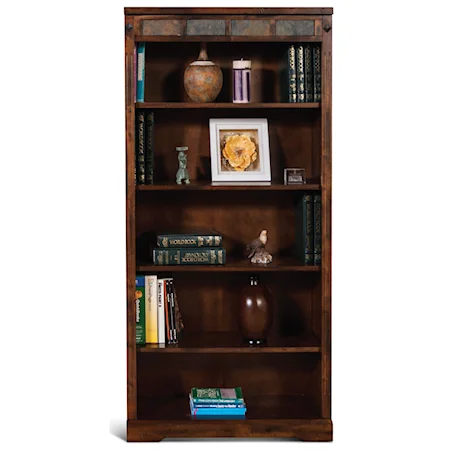 Rustic Five Drawer Bookcase with Slate Accents